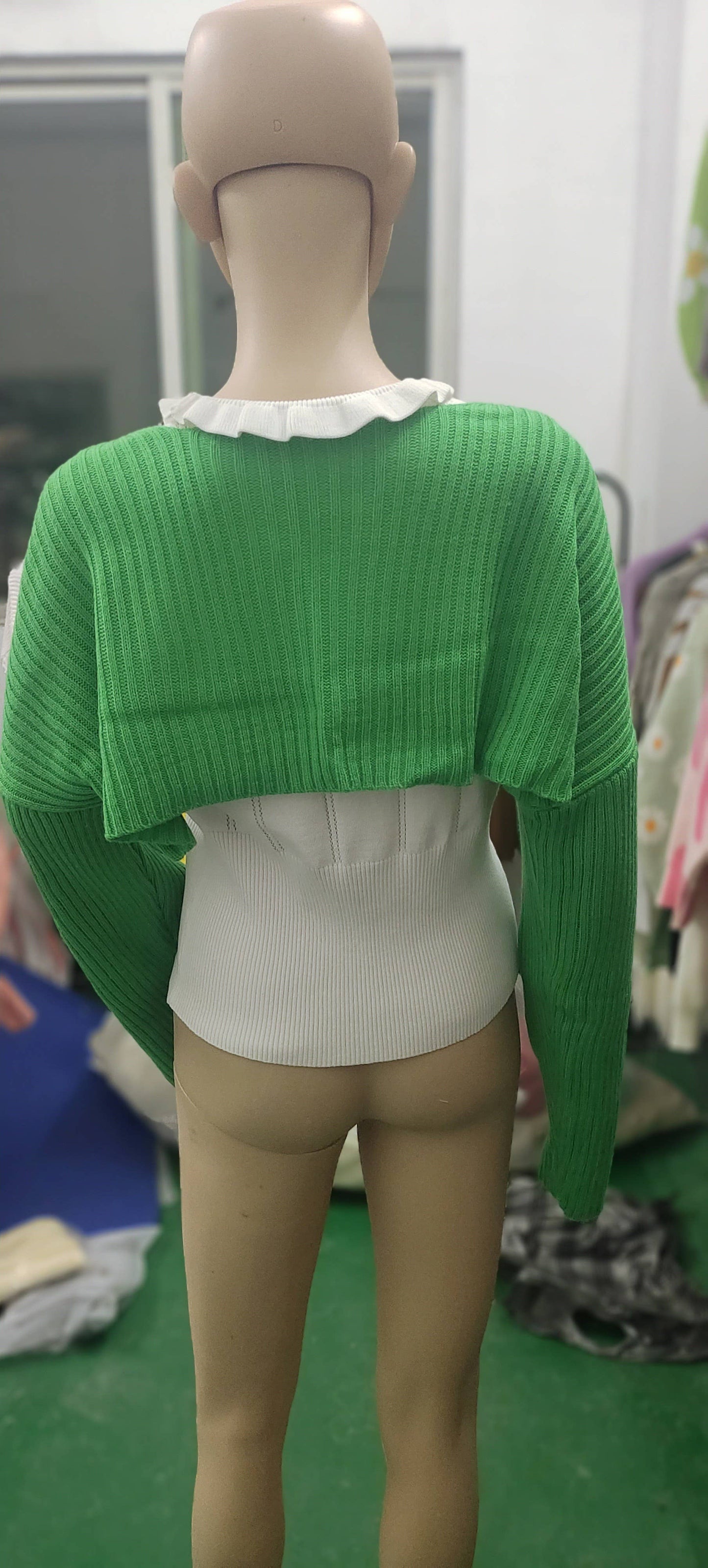 SEXY SOLID ULTRA SHORT LONG SLEEVE SWEATER JACKET