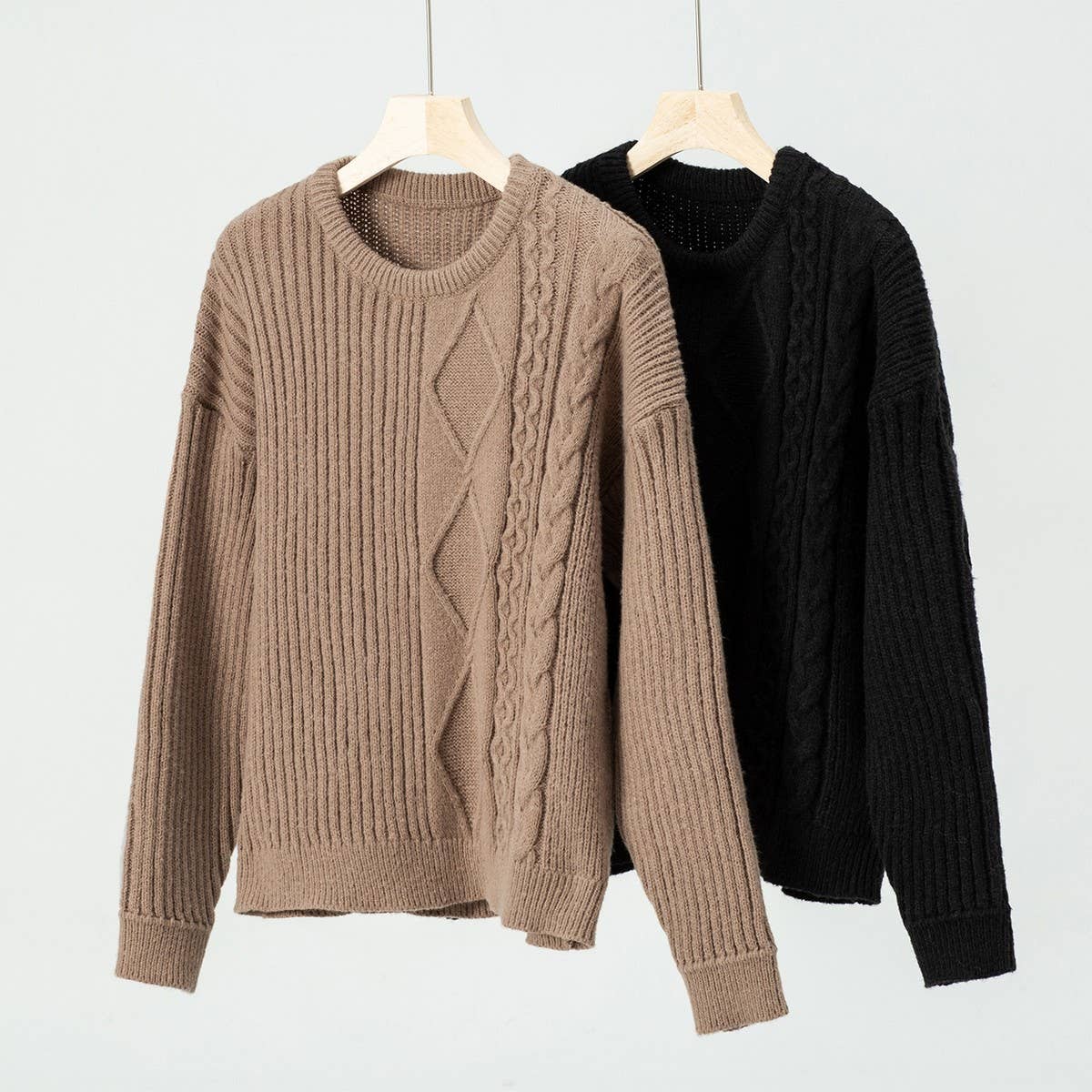 Solid color knotted pullover sweater for women