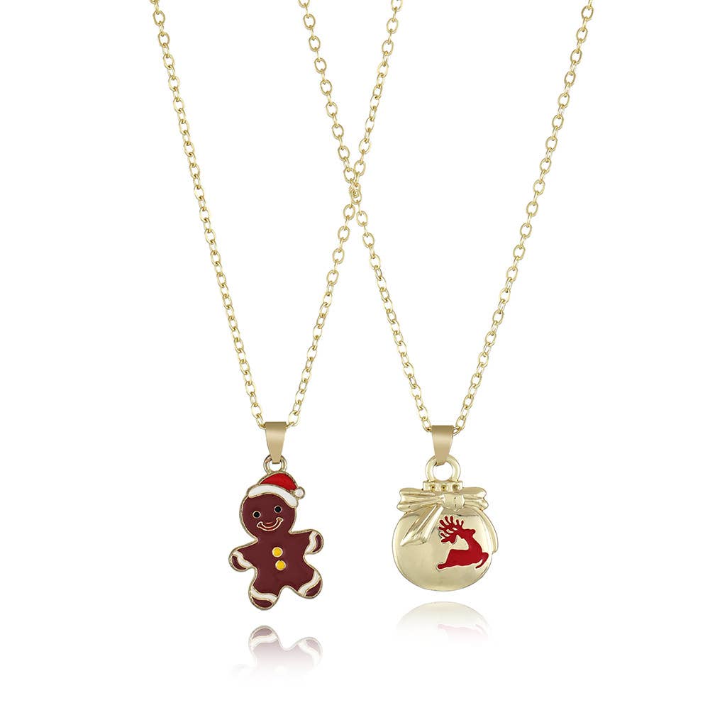 CHRISTMAS SNOWMAN CHRISTMAS TREE NECKLACE SET