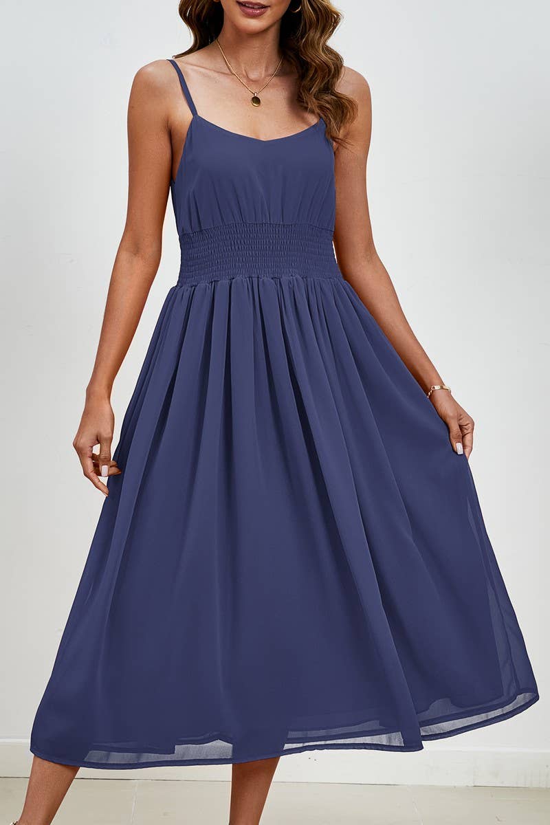 CWDMD4892_V-NECK STRAPPY CHIFFON WEDDING GUEST DRESS