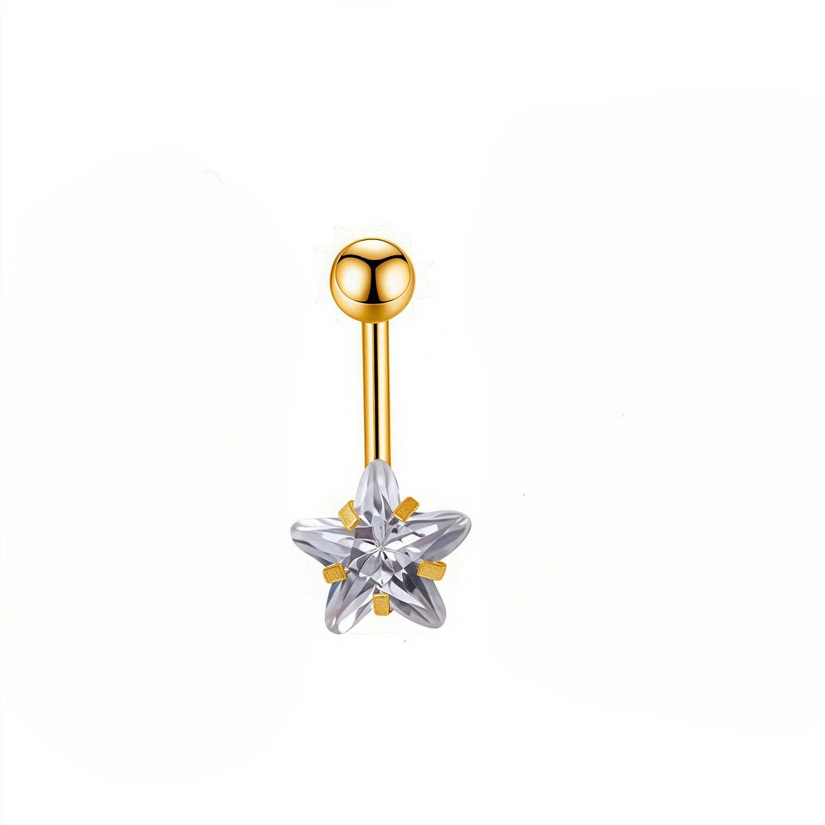 Titanium Star Zircon Belly Button Ring