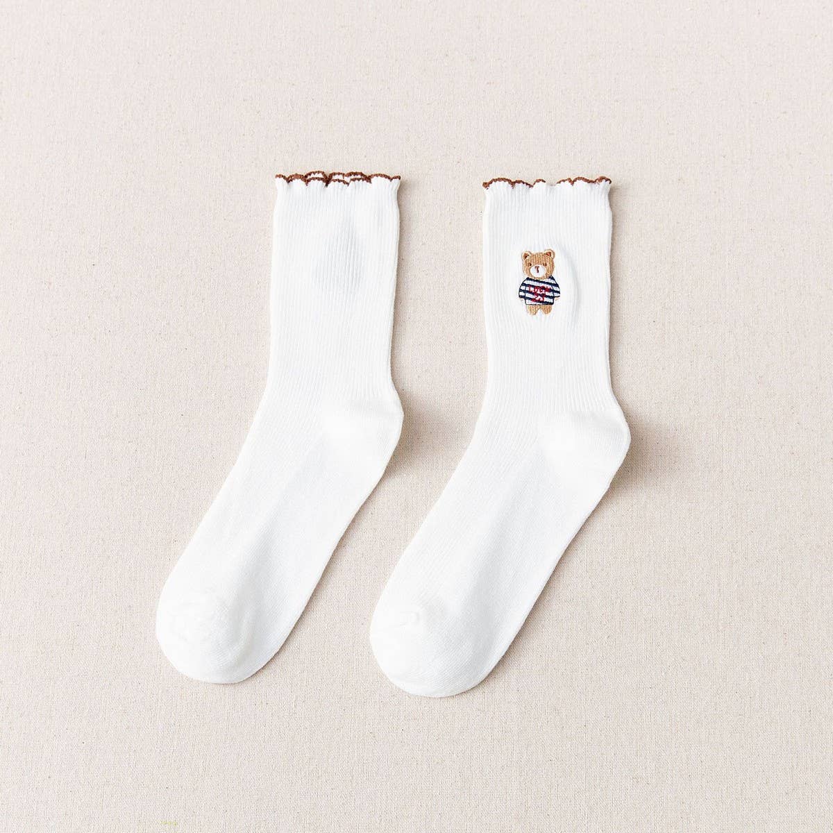 BREATHABLE AND SWEAT-ABSORBENT CARTOON BEAR SOCKS_CWMS1396