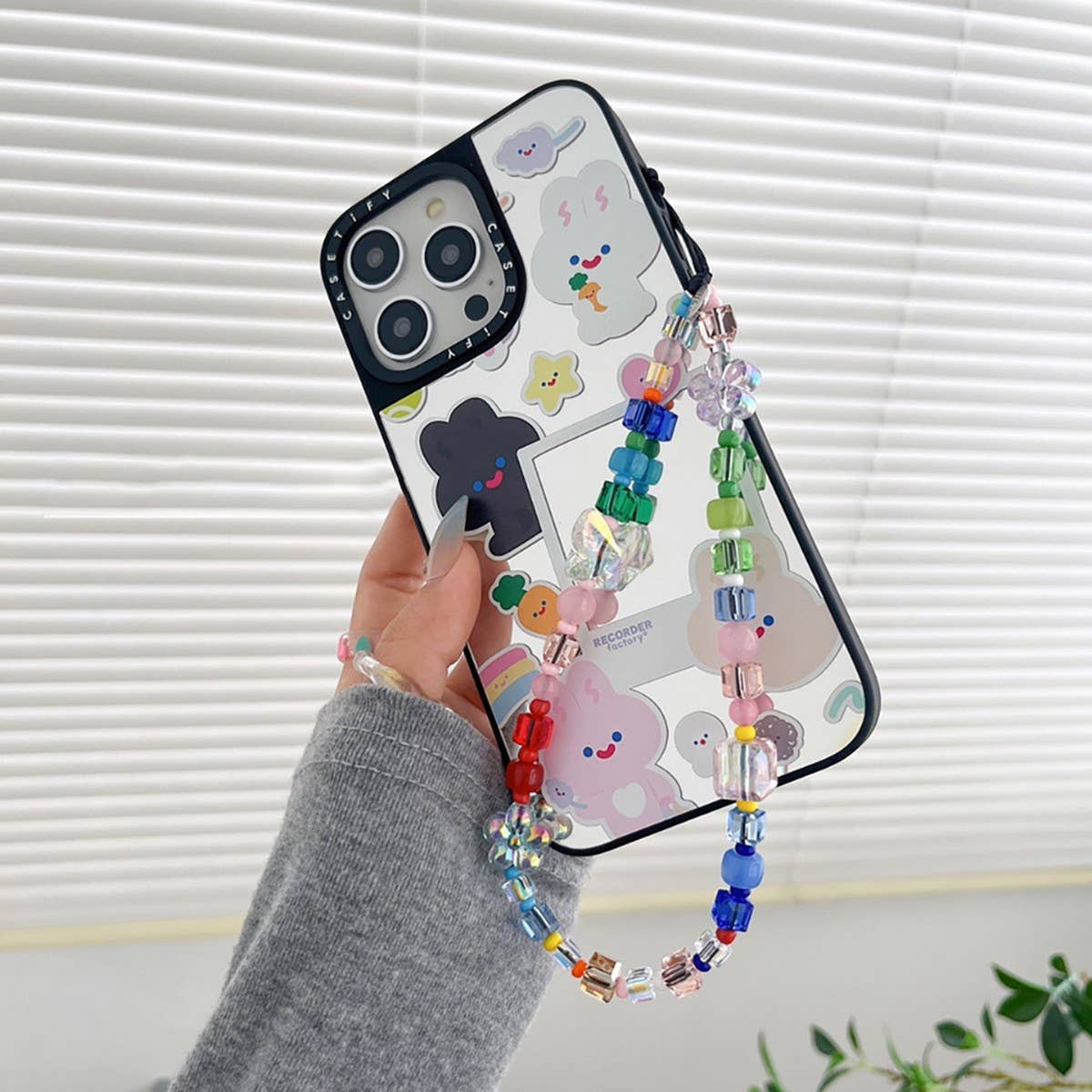 CWMM8730_BUTTERFLY COLOR BEADED PHONE STRAP