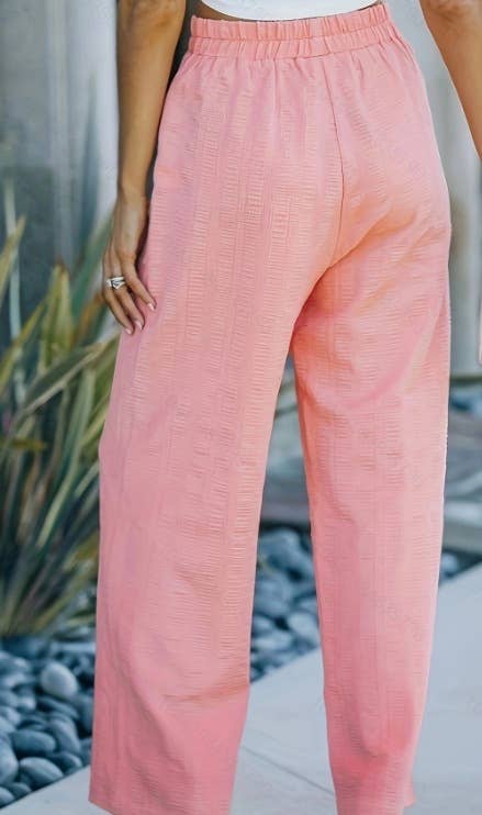 Slouchy casual high-waisted straight leg pants