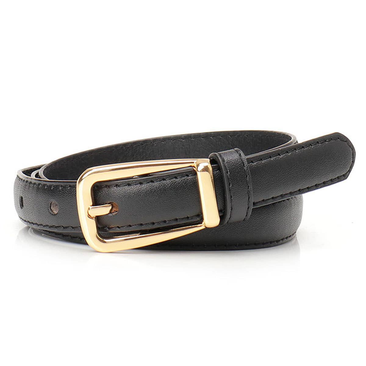 Versatile leopard print pin buckle denim belt
