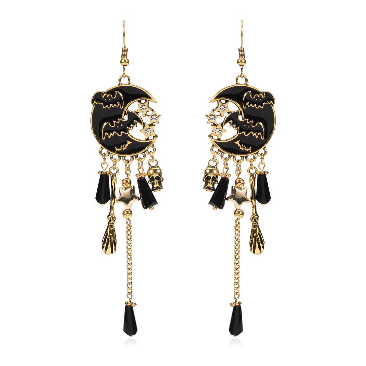 CWMM10460_HALLOWEEN PUMPKIN GHOST SKULL SPIDERWEB EARRINGS