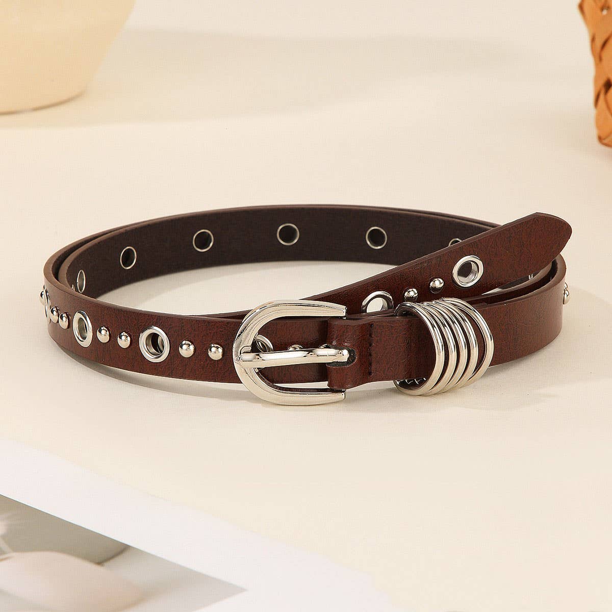 Silver Grommet Punk Belt for Skirts Jeans Outfits_CWABE1231