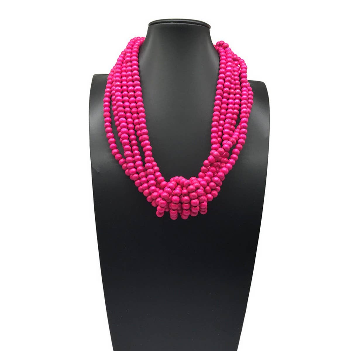 BOHEMIAN MULTI-LAYER WOODEN BEAD KNOT NECKLACE_CWMM4735