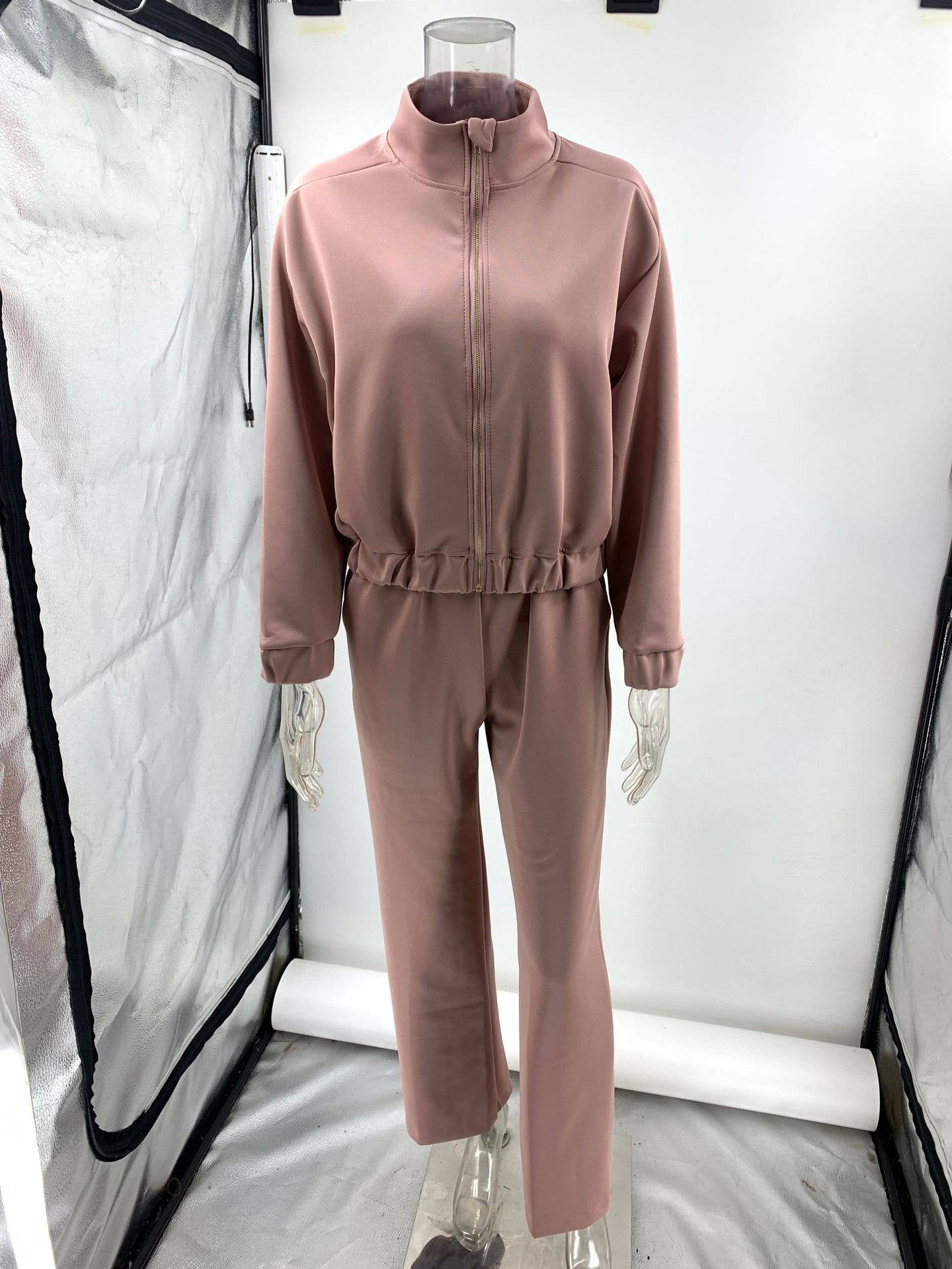 STYLISH CASUAL SOLID COLOR JACKET AND PANTS SUIT