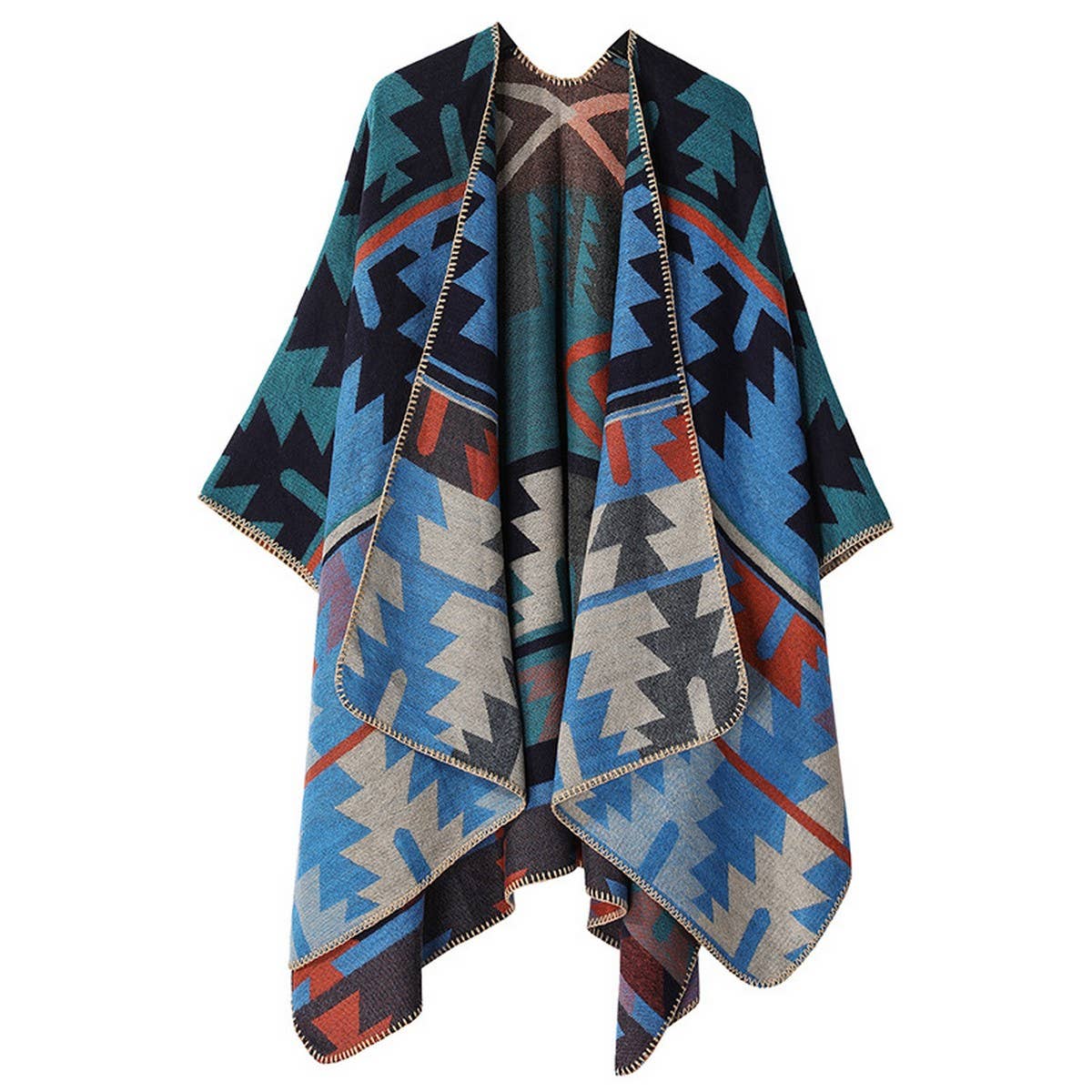 FAUX CASHMERE SLIT SHAWL SCARF CAPE COAT CLOAK