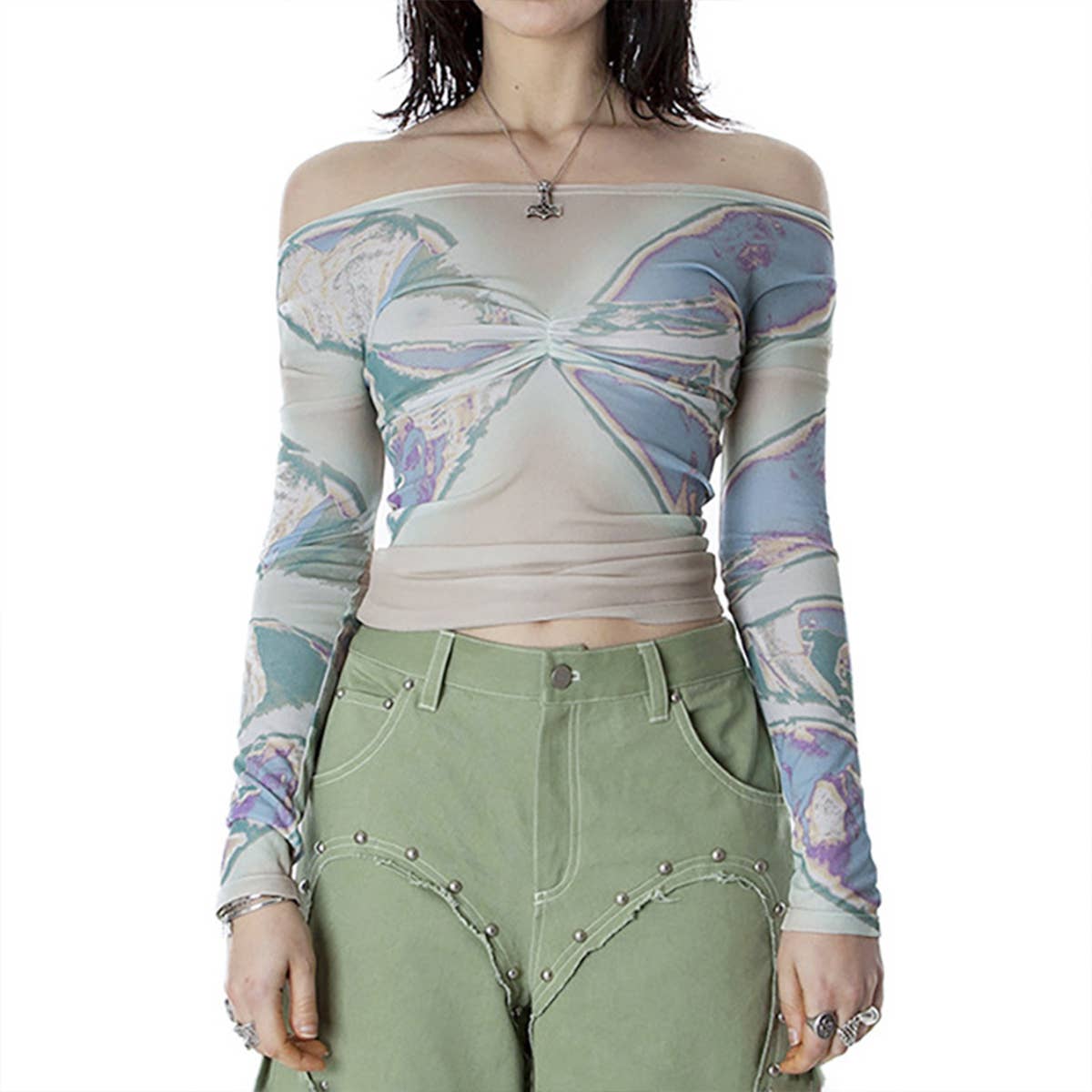 Casual pullover printed long-sleeved T-shirt_cwtbll1766