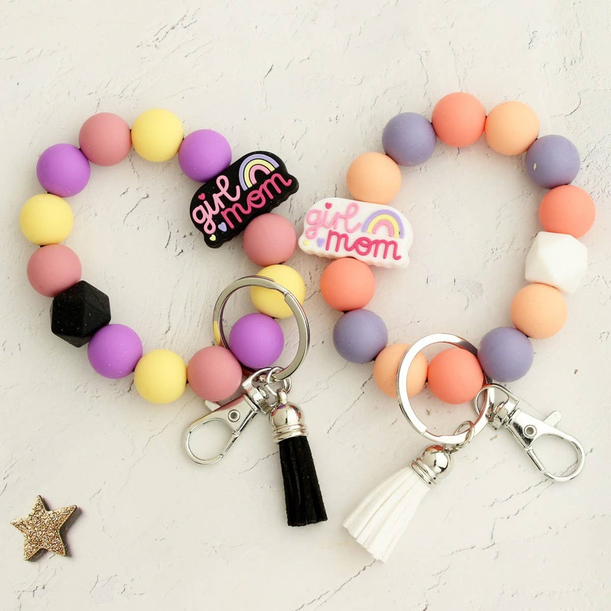 Cartoon Animal Keychain with Silicone Bead Bracelet_CWMM6878