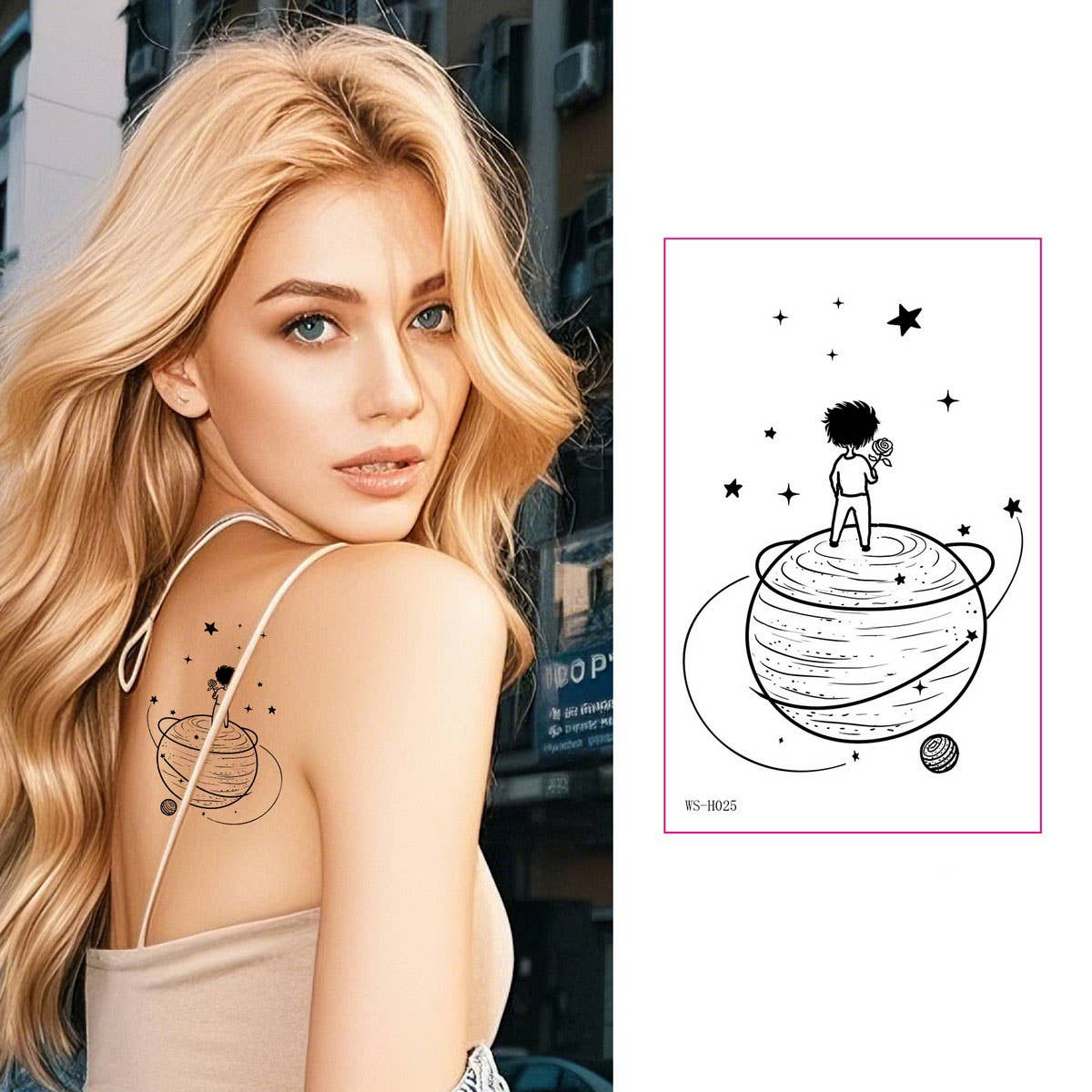 Prince Boy Rose Fox Planet Tattoo Stickers_CWMM8267