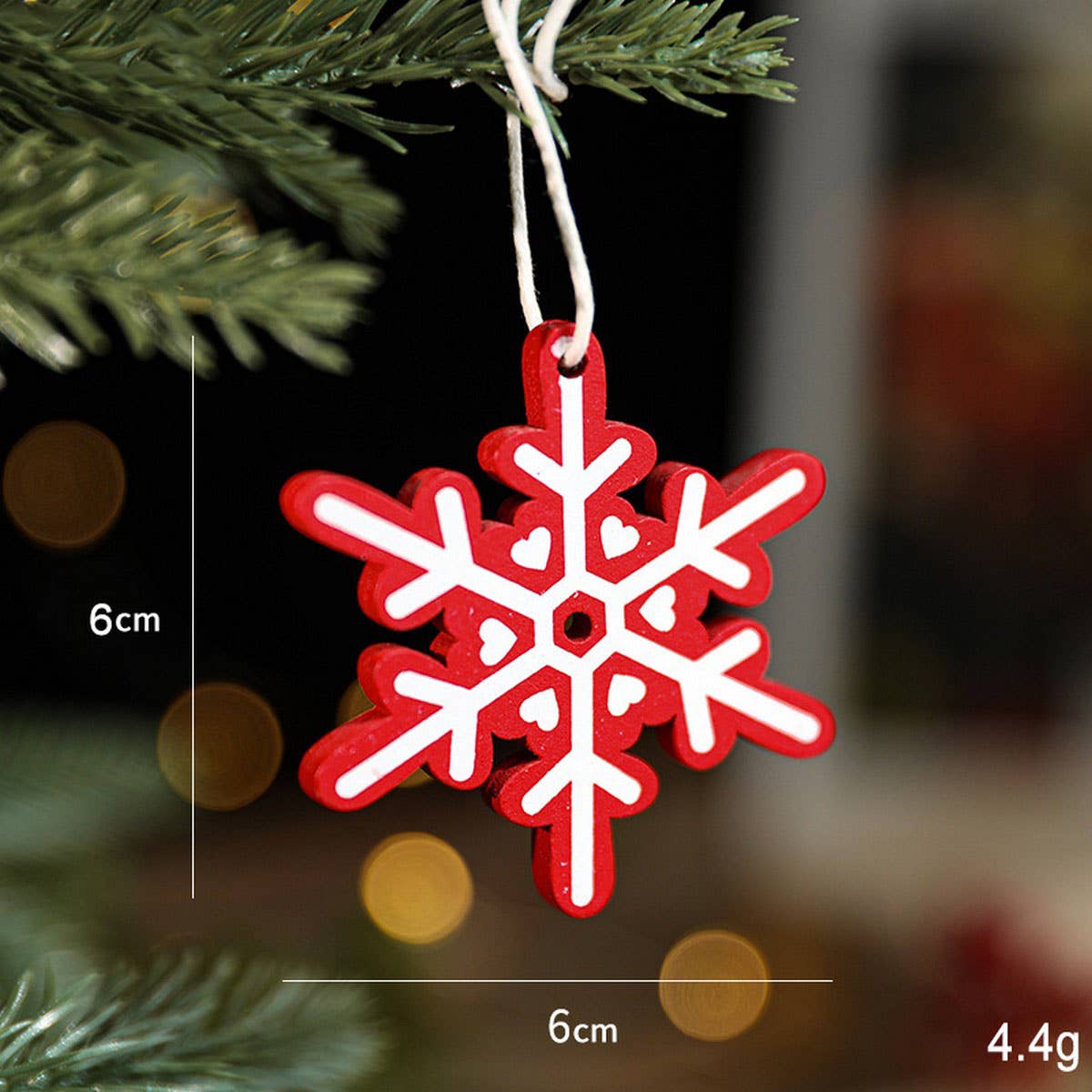 Colorful Wooden Santa Snowflake Tree Ornament