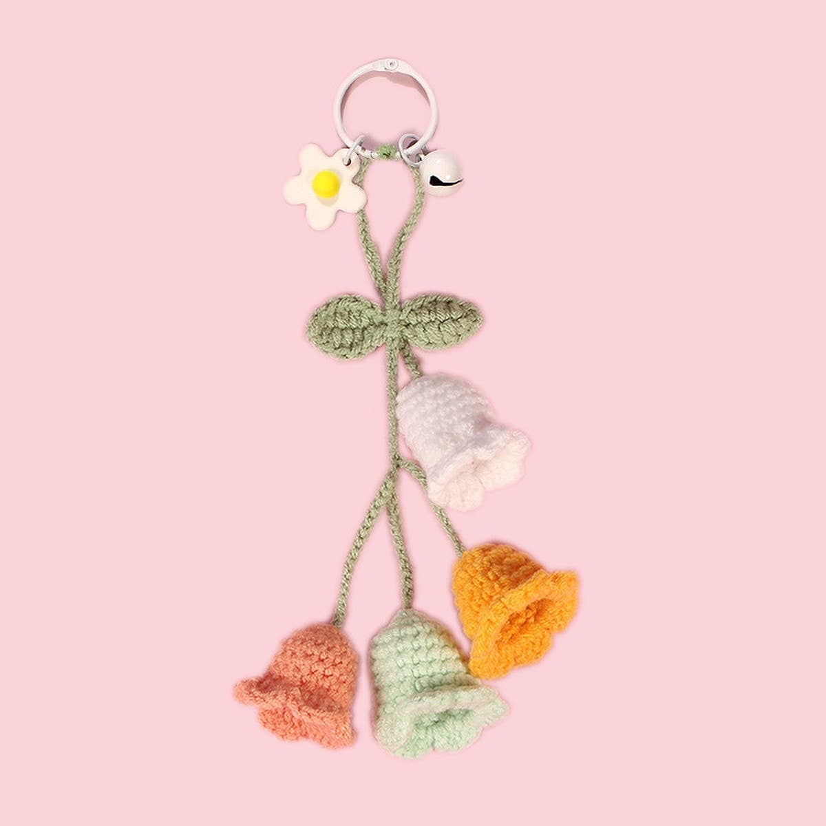 HANDWOVEN LILY OF THE VALLEY FLOWER KEYCHAIN