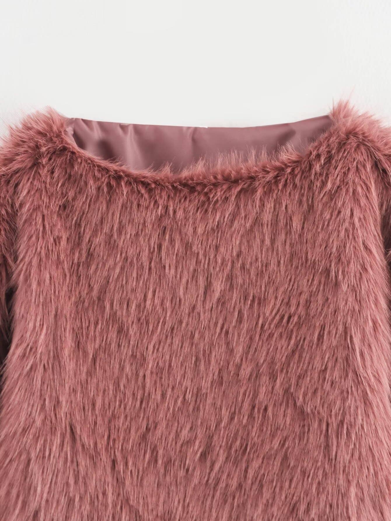 STYLISH ALL-IN-ONE FAUX FUR EFFECT CROPPED TOP
