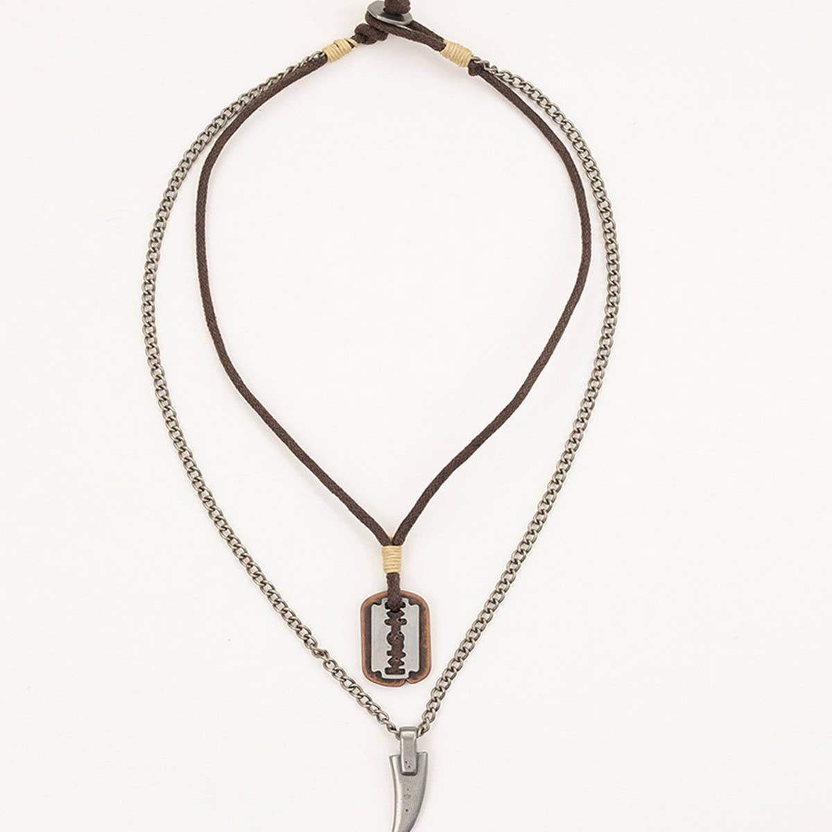 DESIGN DOUBLE LAYER VINTAGE WAX WIRE NECKLACE