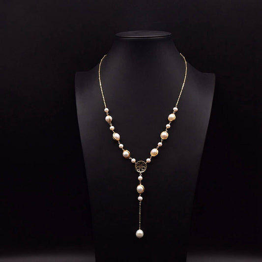 LONG BRAIDED FRESHWATER PEARL SWEATER NECKLACE
