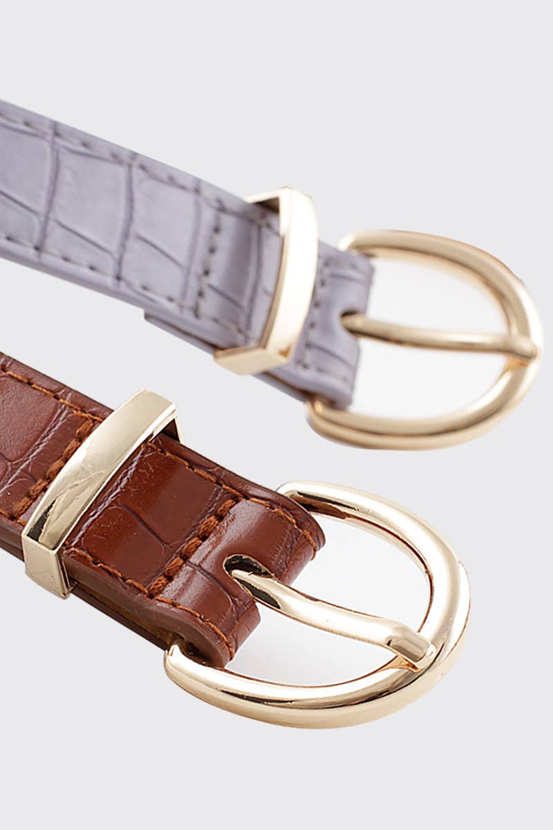 ROUND BUCKLE LEATHER BELT_CWABE0081