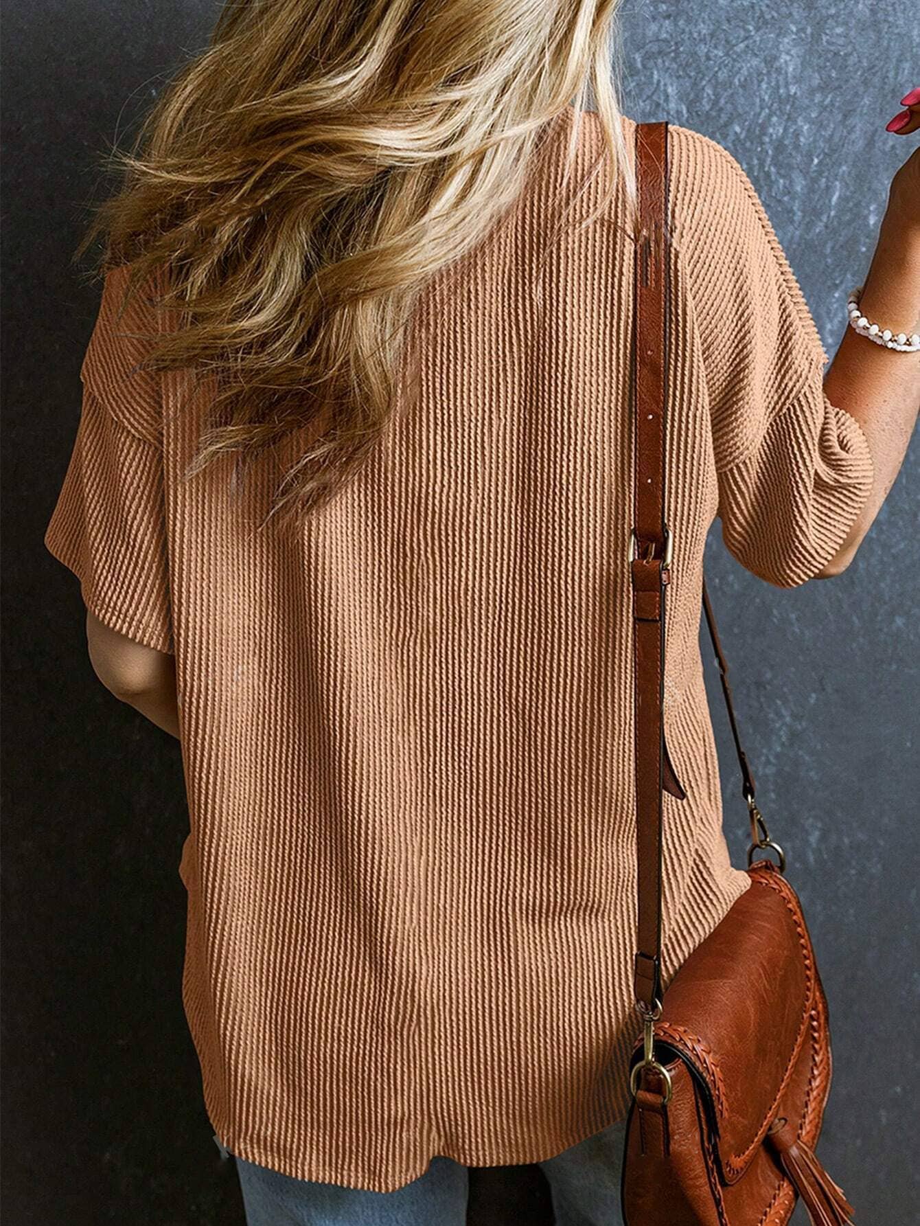 Women¡¯s fashion colorblock twist V-neck top