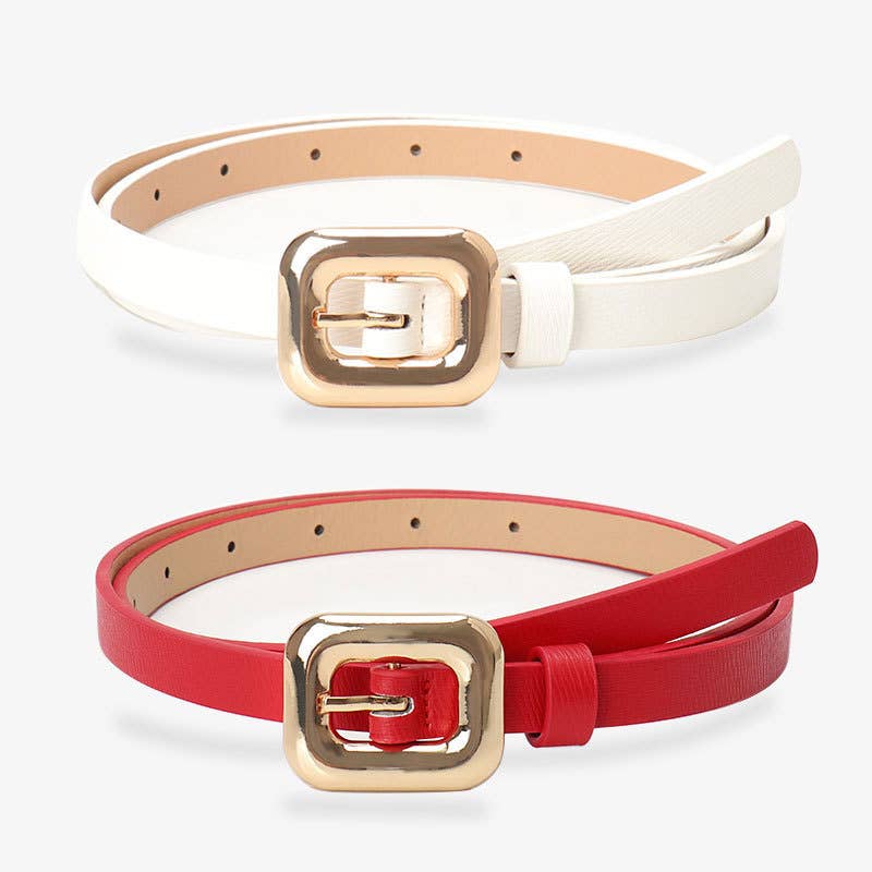 Simple alloy square buckle women's belt