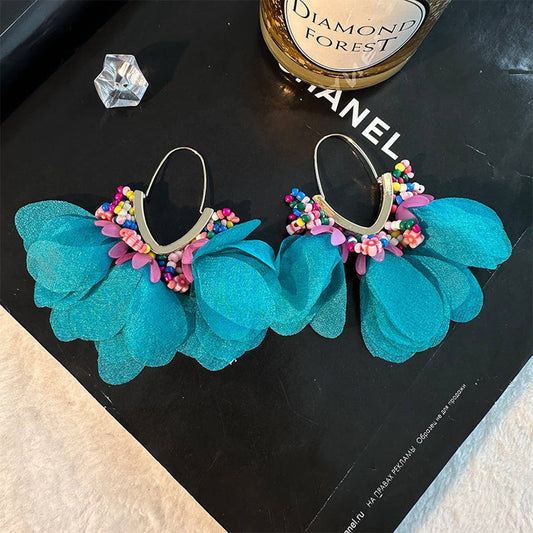 V-Shaped Beaded Tassel Earrings ? Bold Statement