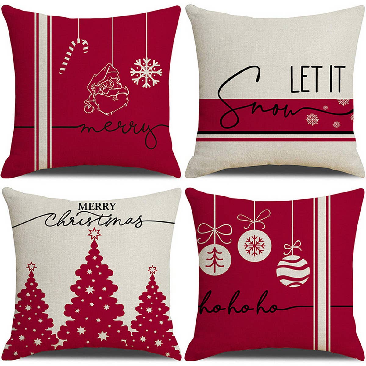 NEW PINK CARTOON CHRISTMAS LINEN PILLOWCASE