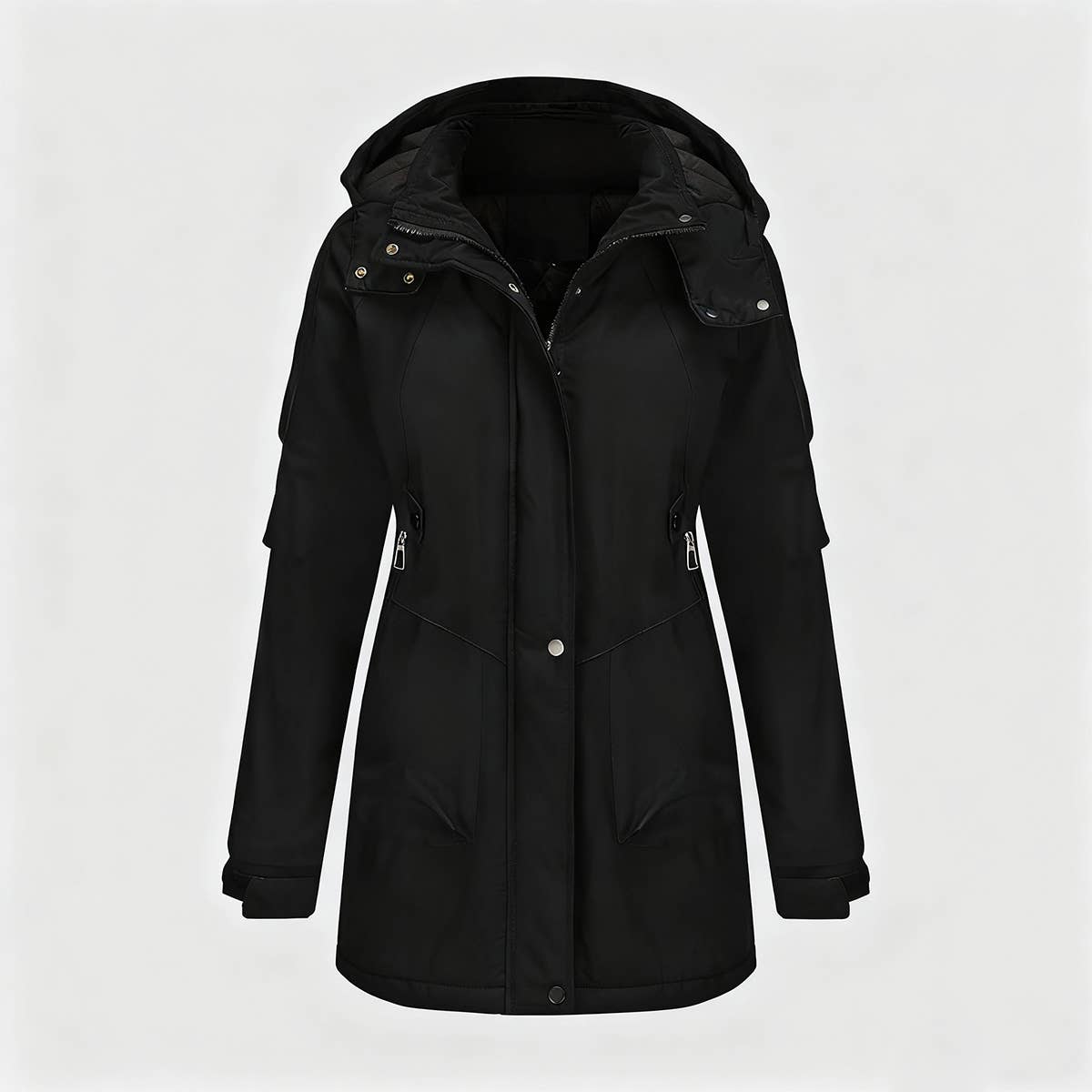 Windproof and warm long hiking jacket