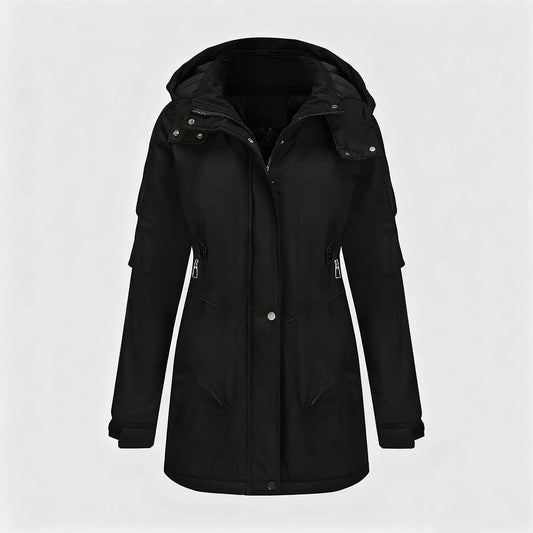 Windproof and warm long hiking jacket