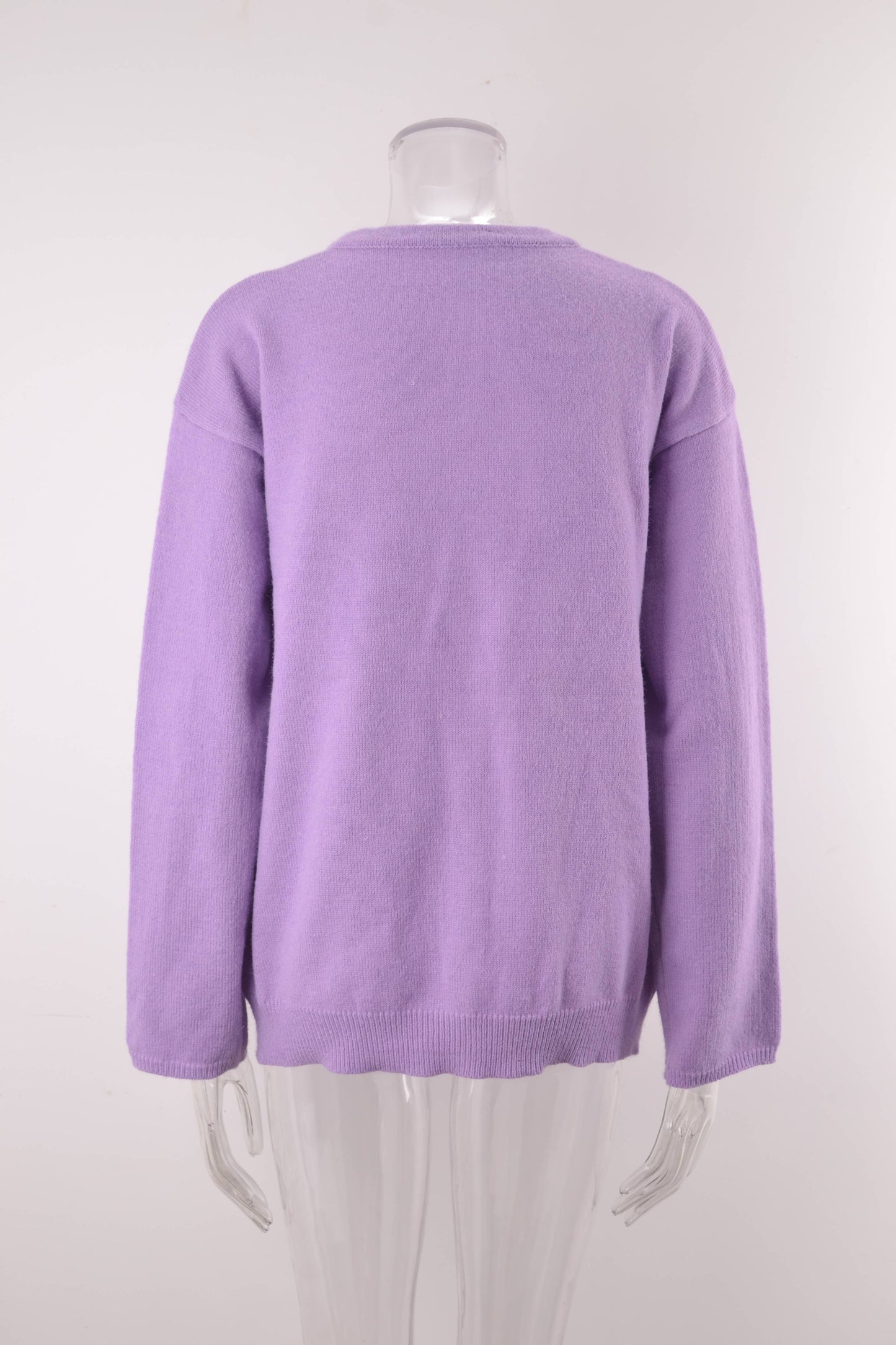 TEMPERAMENT BUTTON KNIT SOLID COLOR CARDIGAN