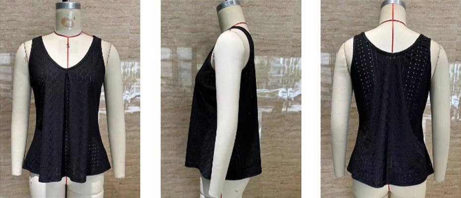 ROUND NECK SOLID COLOR HOLLOW HALTER