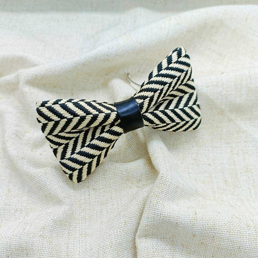 Bohemian Raffia Woven Herringbone Bow Clip_CWAHA6348