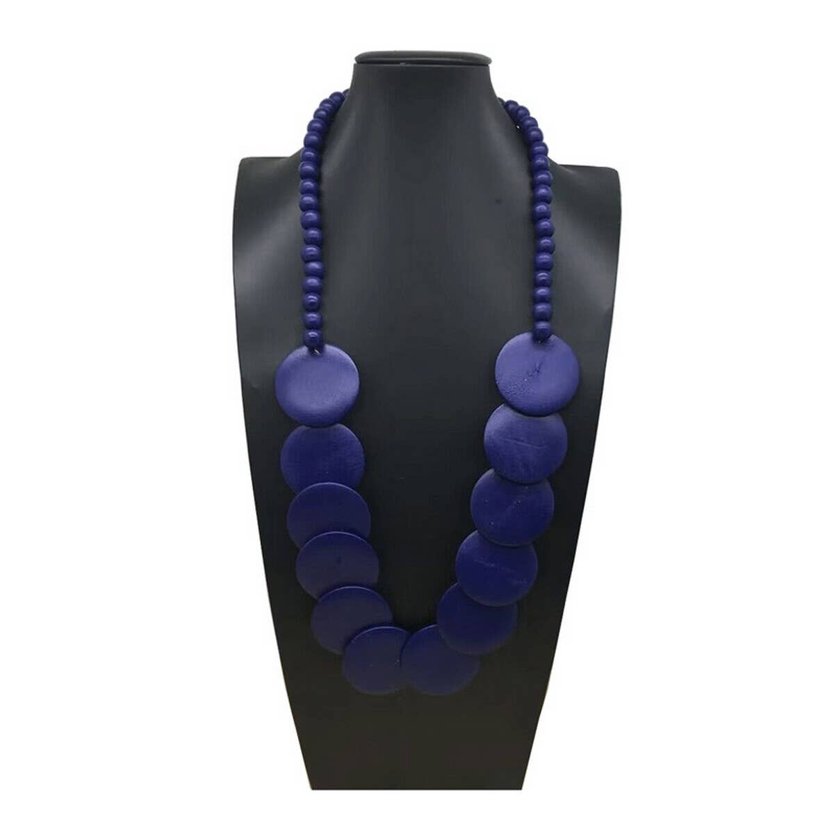 HANDMADE LARGE ROUND WOODEN BEAD LONG NECKLACE