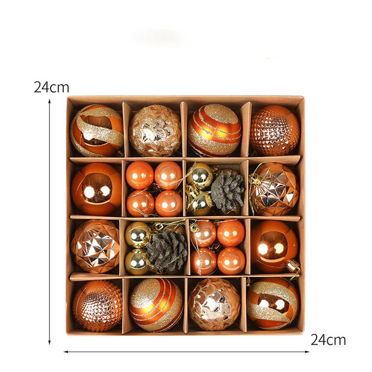 CWMM10427_36PCS CHRISTMAS TREE ORNAMENTS SHINY BAUBLES SET