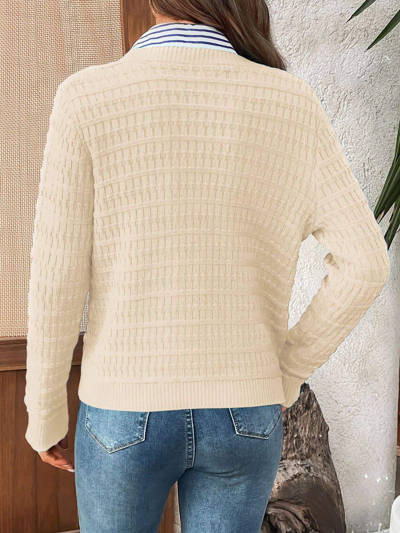 Solid-color commuter knitted casual Cardigan