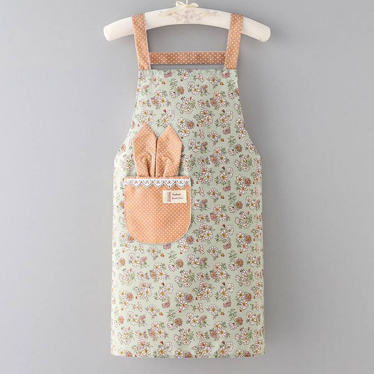 CUTE FLORAL CANVAS BIB APRONS WITH POCKETS