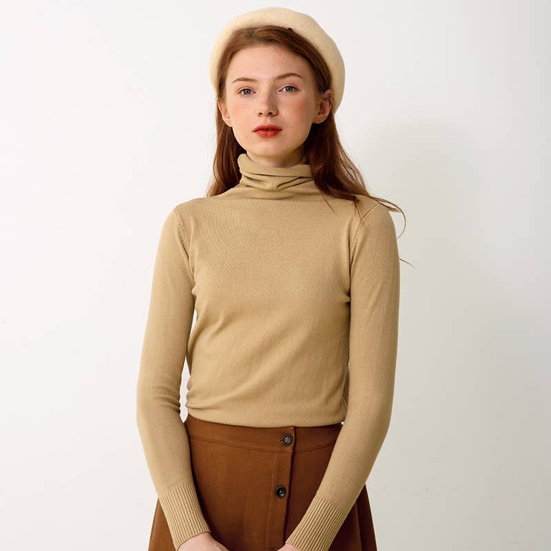 SOLID COLOR TURTLENECK KNIT STYLE ALL-IN-ONE BASE
