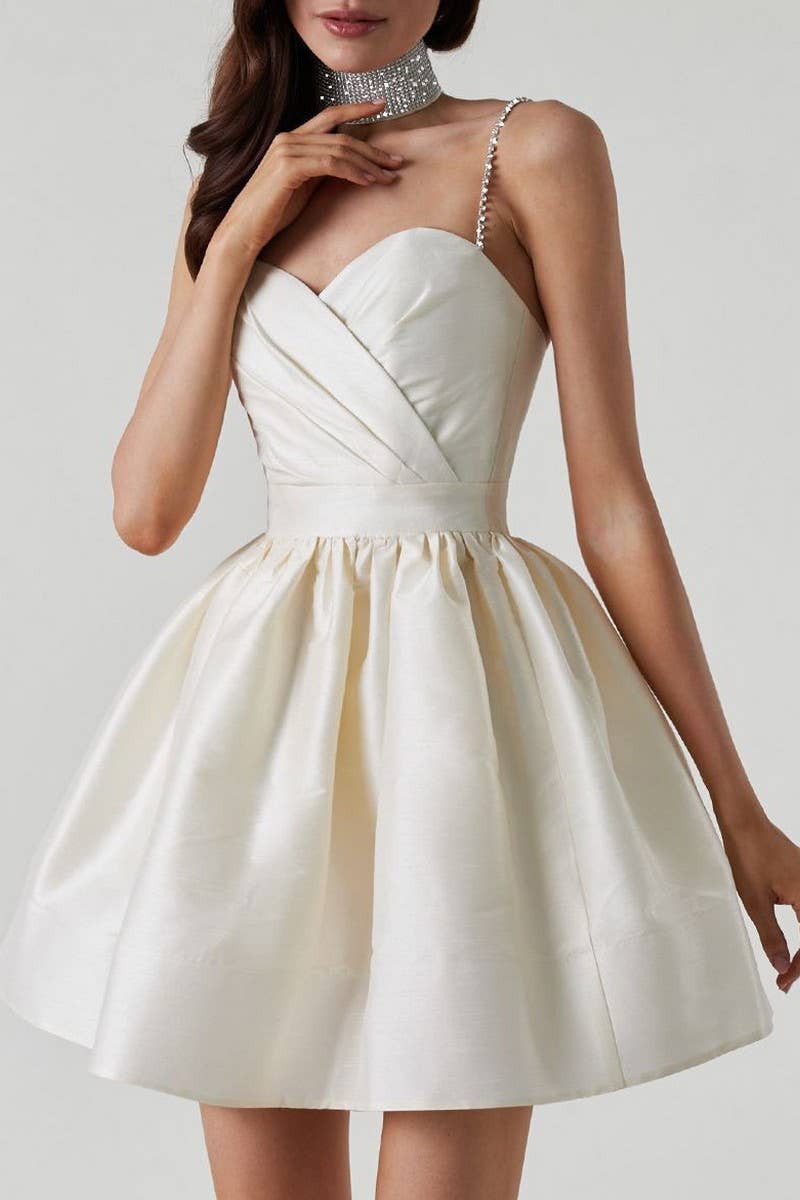 CWDTD0471_SEXY RUCHED RHINESTONE STRAP MINI DRESS