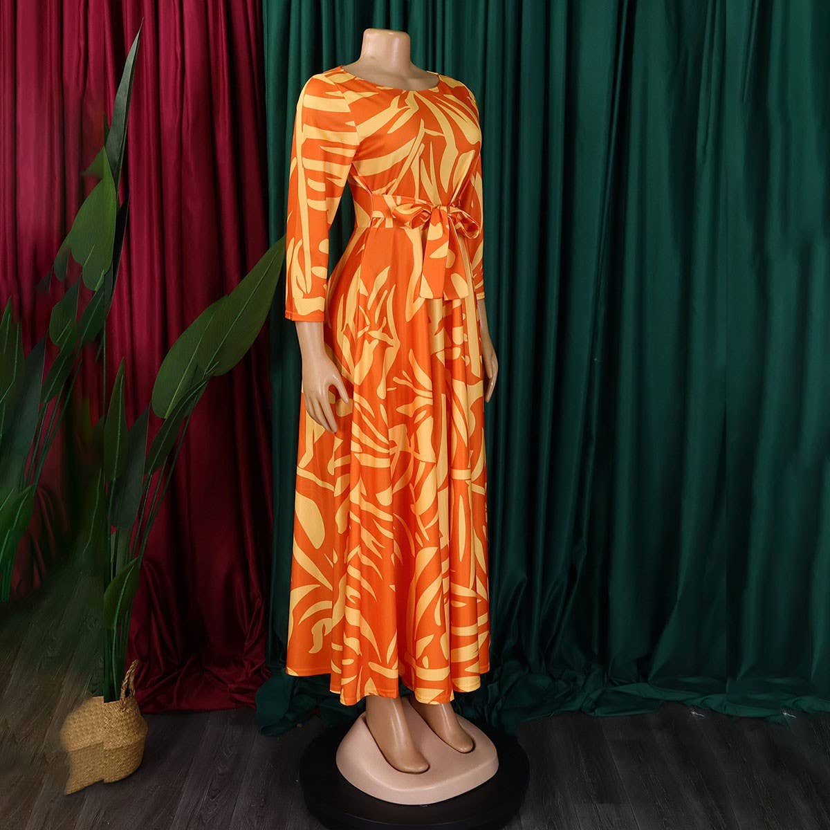 FASHIONABLE LACE-UP PRINTED OVERSIZED DRESS