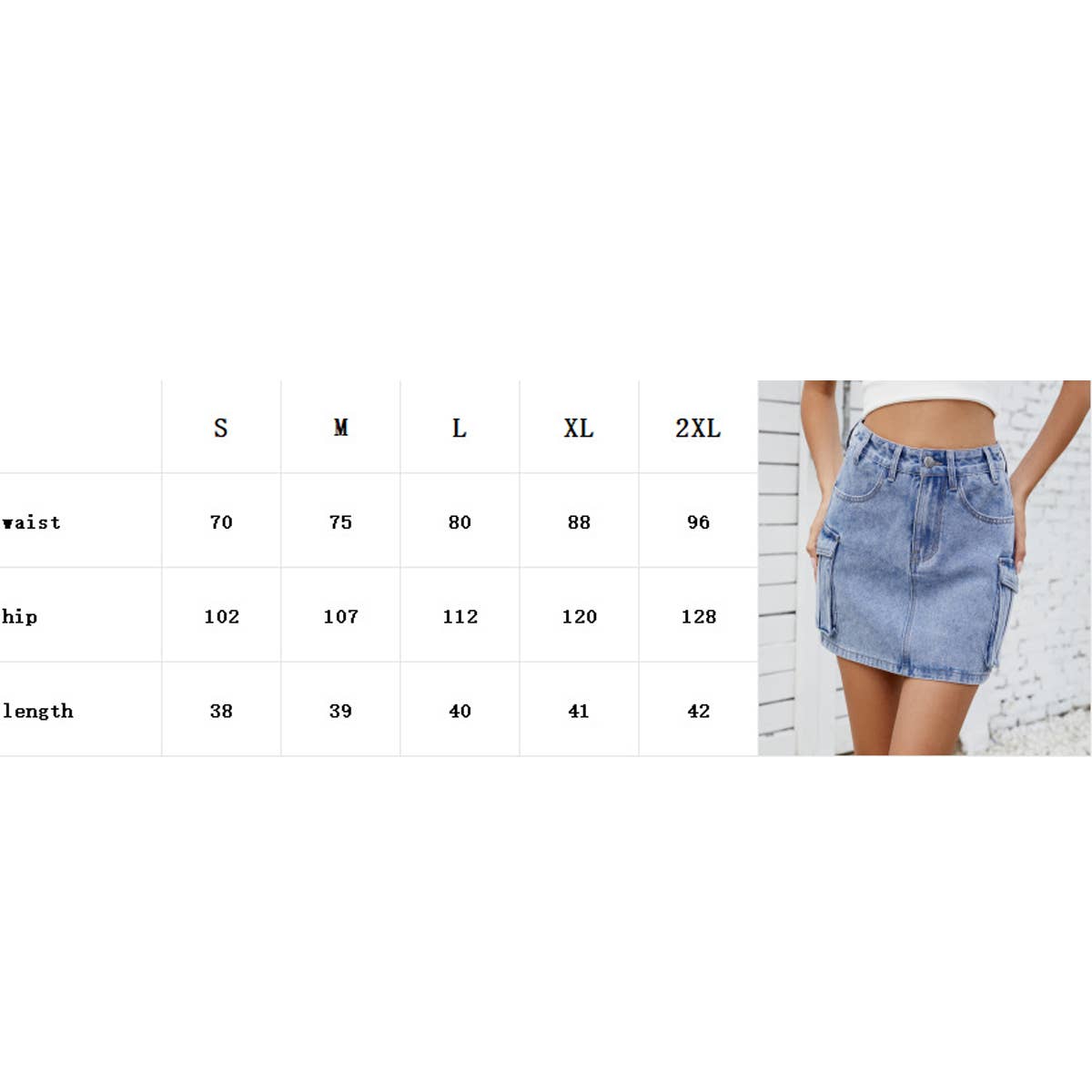 Washed American vintage denim cargo pocket skirt