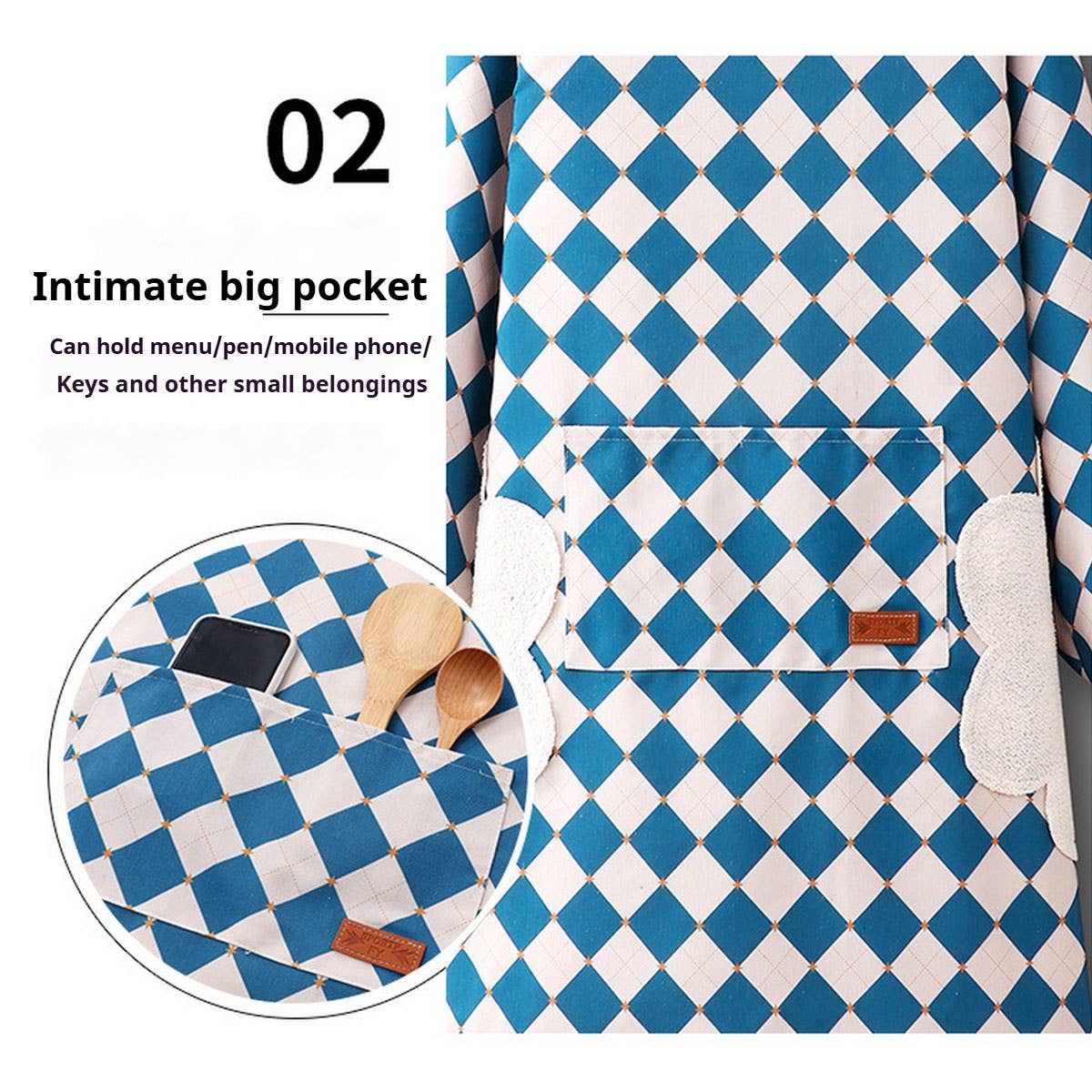 Checkered Cotton Long Sleeve Kitchen Work Apron _CWMM6693