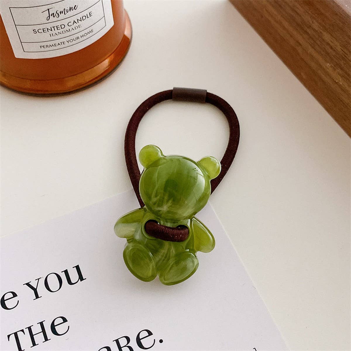 6PCS/SET ACRYLIC BEAR FLOWER BOW HAIR TIES_CWAHA0337