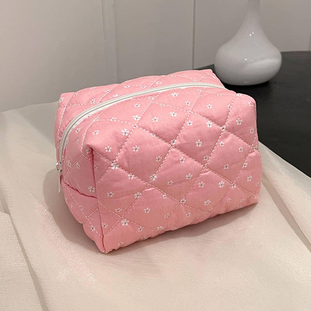 Floral Cotton Makeup Bag, Cosmetic Storage Pouch_CWAB4420