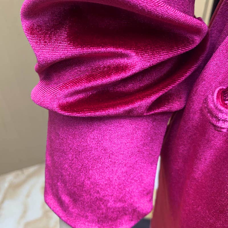 Hooded zipper jacket and velvet casual pants set