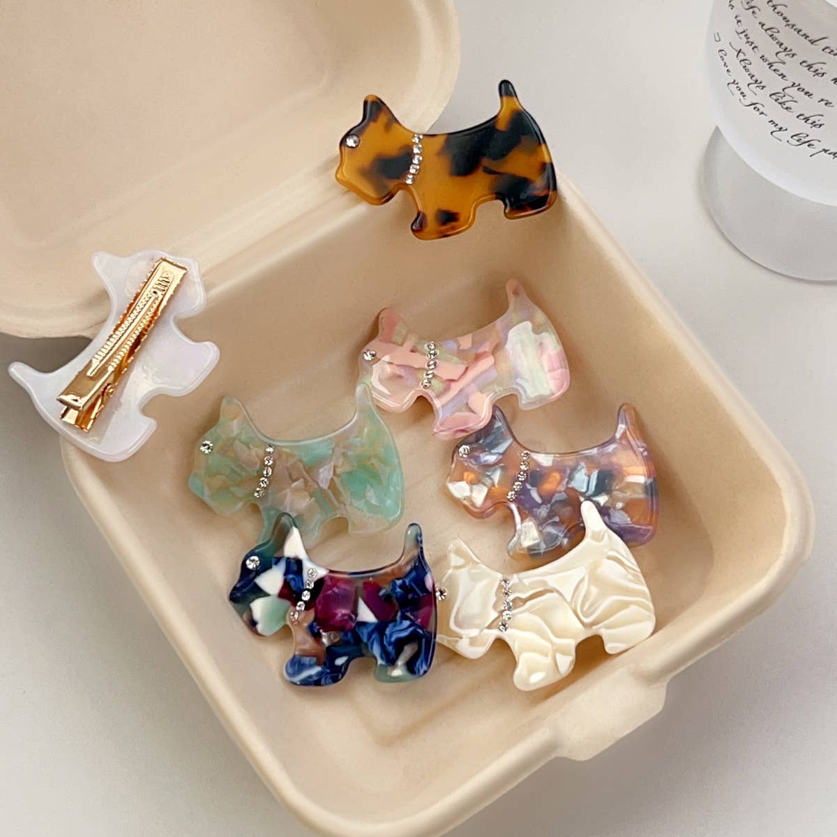 French vintage diamond-encrusted puppy hair clip