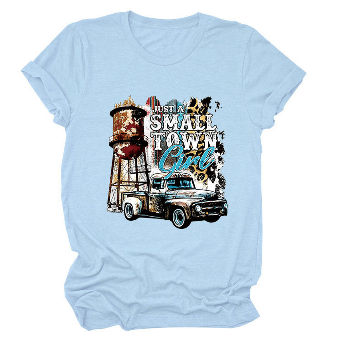 Just a Small Town Girl Print T-Shirt ??Loose Fit_CWTTS1525