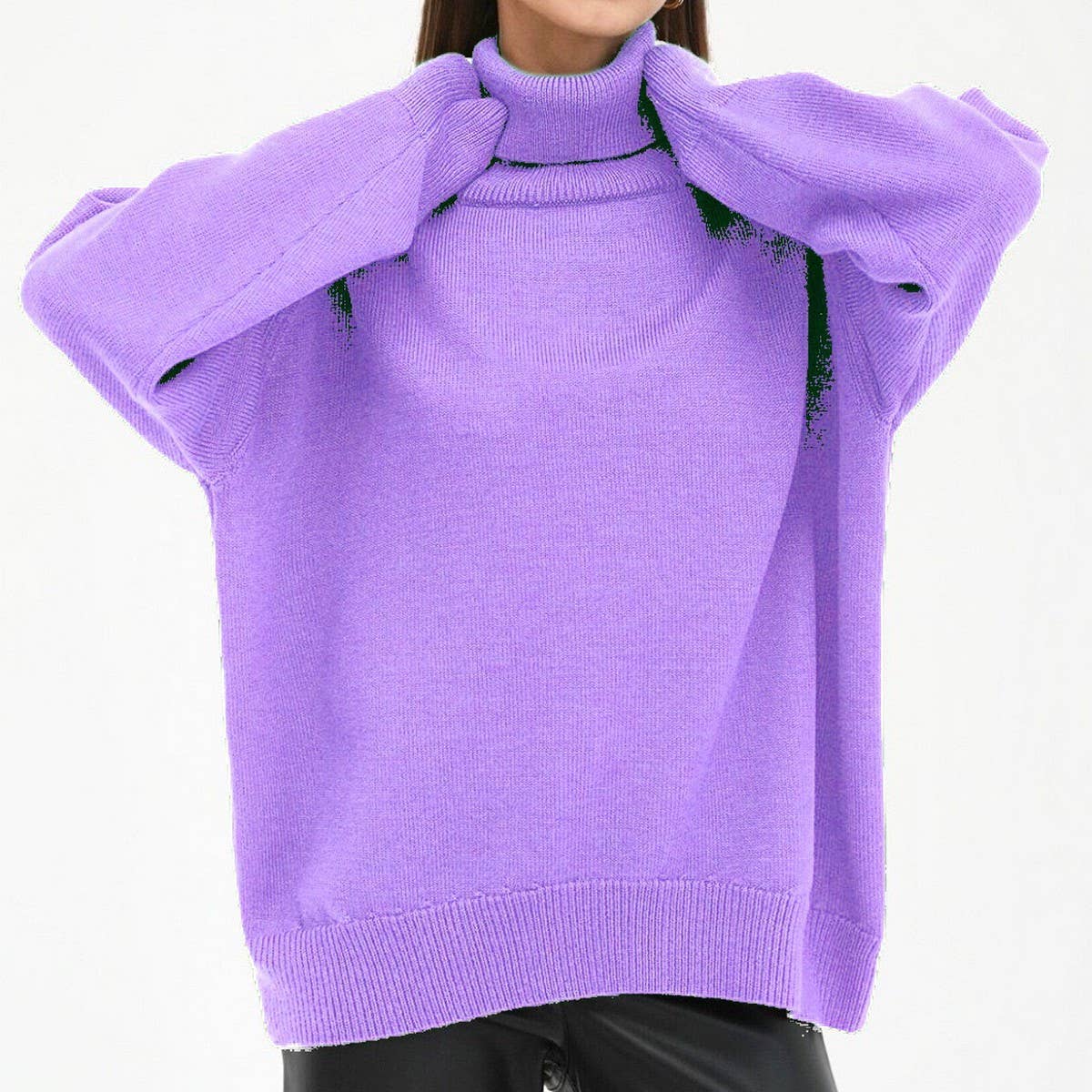 Women's Solid Turtleneck Knit Sweater