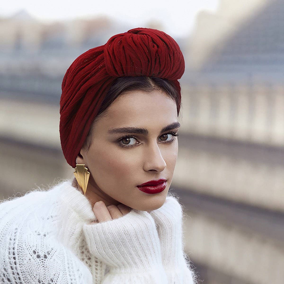 KNOTTED FASHION SILVER WIRE HORN HEAD SCARF