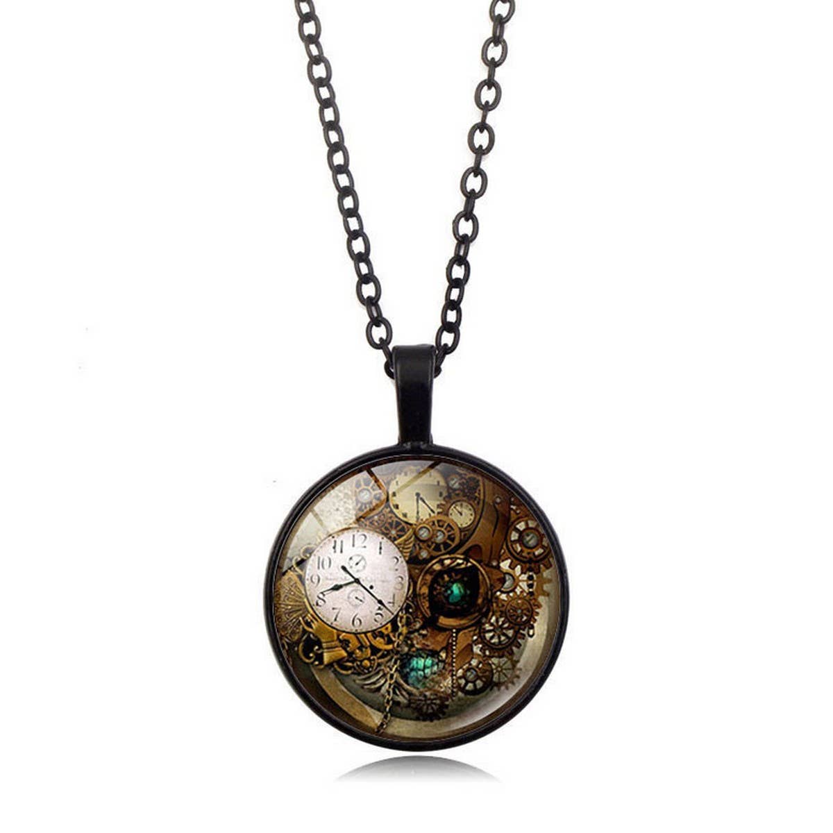STEAMPUNK MECHANICAL TIME GEM NECKLACE JEWELRY_CWAJE0699