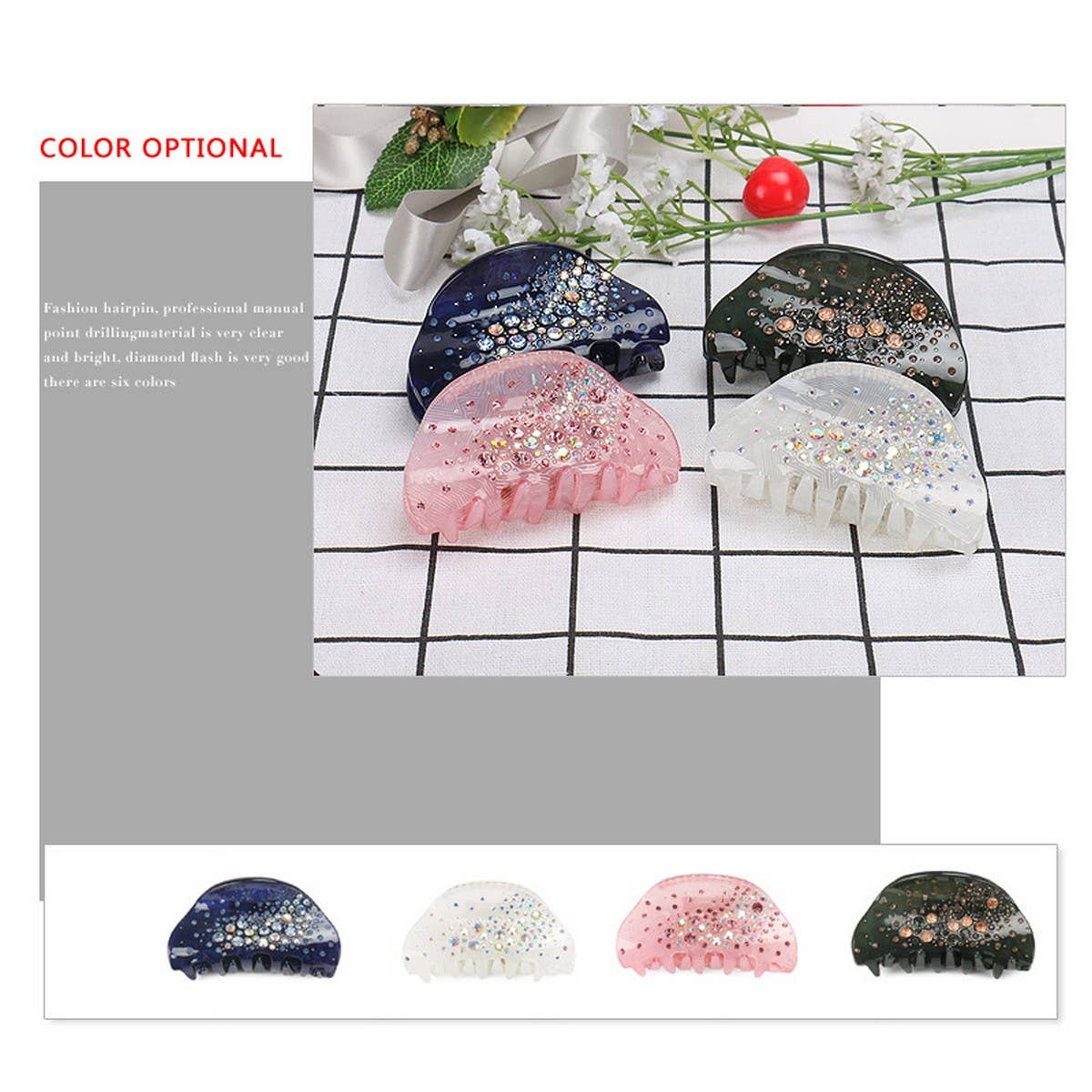 Rhinestone Hair Claw Clip for Ponytail Styling